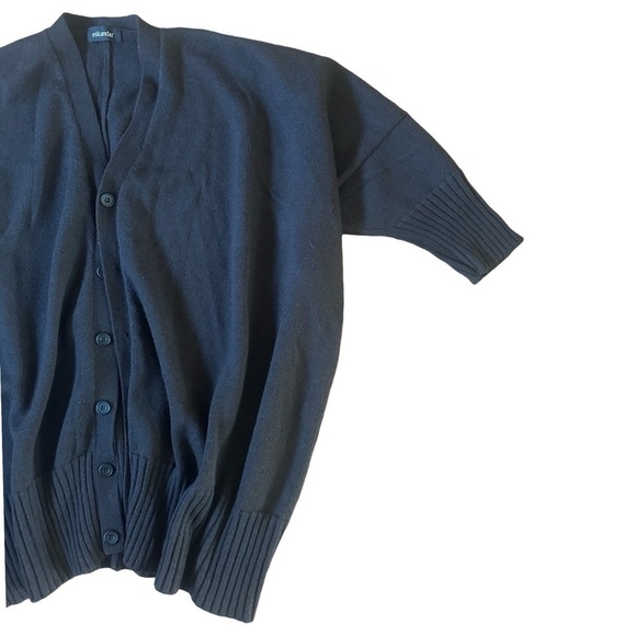 ESKANDAR Wide V-Neck Button Dark Brown Cardigan - Picture 10 of 12